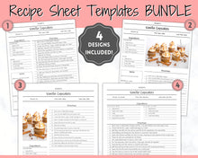 Load image into Gallery viewer, Recipe Page template BUNDLE, Editable Recipe Book Template, Recipe Cards, Minimal Recipe Binder, Printable Farmhouse, Food Planner Cookbook - Ink Free
