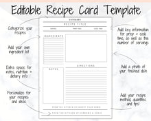 Load image into Gallery viewer, Recipe Page template BUNDLE, Editable Recipe Book Template, Recipe Cards, Minimal Recipe Binder, Printable Farmhouse, Food Planner Cookbook - Yu Font
