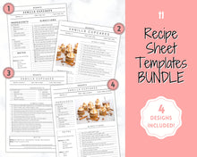 Load image into Gallery viewer, Recipe Page template BUNDLE, Editable Recipe Book Template, Recipe Cards, Minimal Recipe Binder, Printable Farmhouse, Food Planner Cookbook - Yu Font
