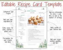 Load image into Gallery viewer, Recipe Sheet template, EDITABLE CHRISTMAS Recipe Book Template, Recipe Cards, Minimal Recipe Binder, Printable Farmhouse, Planner Journal
