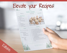 Load image into Gallery viewer, Recipe Sheet template, EDITABLE CHRISTMAS Recipe Book Template, Recipe Cards, Minimal Recipe Binder, Printable Farmhouse, Planner Journal
