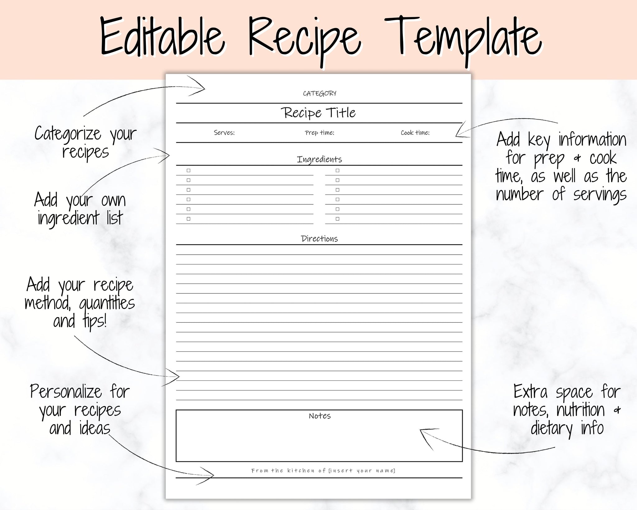 Free Printable Recipe Template 8.5 X 11 - SCIENCE EDUCATION