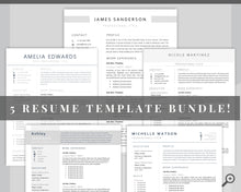 Load image into Gallery viewer, Resume TEMPLATE Bundle Word. Professional Resume Bundle. Minimalist Executive CV Template free. Resume Templates Bundle. Curriculum Vitae | Style 1
