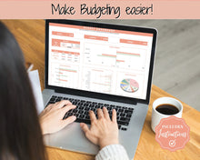 Load image into Gallery viewer, SIMPLE Budget Planner, Google Sheets Budget Spreadsheet, Monthly Budget Template, Automated Paycheck Financial Planner, Expenses Savings | Orange
