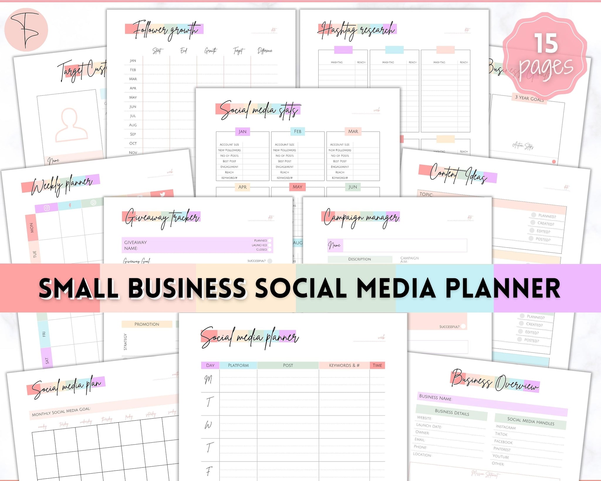 Blog, Social Media, and Business Icons Planner Stamps