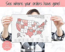 Load image into Gallery viewer, Sales Tracker, US Sales Map, Etsy Business Sales Map, Order Tracker, Shop Seller, USA States, Procreate PNG, Postcode, Color In, Printable

