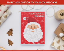 Load image into Gallery viewer, Santa Christmas Countdown! Countdown to Christmas Printable, Cotton Ball Beard, Kids Santa Claus Advent Calendar, Xmas Sign, Activity Poster
