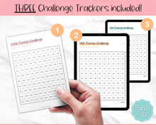 Load image into Gallery viewer, Savings Challenge BUNDLE, 5k, 10k &amp; 20k Saving Tracker Printables, 5000, 10000, 20000, 100 Day, Cash Envelopes, Save Money, Budget, Finance | Colorful Sky
