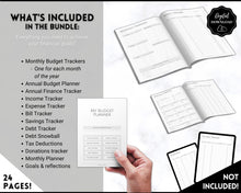 Load image into Gallery viewer, Savings Challenge BUNDLE, 5k, 10k &amp; 20k Saving Tracker Printables, 5000, 10000, 20000, 100 Day, Cash Envelopes, Save Money, Budget, Finance | Monochrome
