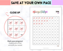 Load image into Gallery viewer, Savings Challenge BUNDLE, 5k, 10k &amp; 20k Saving Tracker Printables, 5000, 10000, 20000, 100 Day, Cash Envelopes, Save Money, Budget, Finance | Pastel Rainbow
