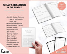 Load image into Gallery viewer, Savings Challenge BUNDLE, 5k, 10k &amp; 20k Saving Tracker Printables, 5000, 10000, 20000, 100 Day, Cash Envelopes, Save Money, Budget, Finance | Pink
