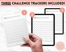 Load image into Gallery viewer, Savings Challenge BUNDLE, 5k, 10k &amp; 20k Saving Tracker Printables, 5000, 10000, 20000, 100 Day, Cash Envelopes, Save Money, Budget, Finance | Pink
