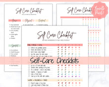 Load image into Gallery viewer, Self Care Checklist, Self-Care Planner, Selfcare Journal Tracker, Wellness Planner Printable, Daily Wellbeing, Mindfulness Mental Health Kit | Rainbow
