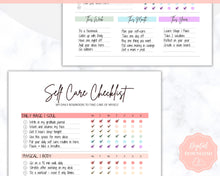 Load image into Gallery viewer, Self Care Checklist, Self-Care Planner, Selfcare Journal Tracker, Wellness Planner Printable, Daily Wellbeing, Mindfulness Mental Health Kit | Rainbow
