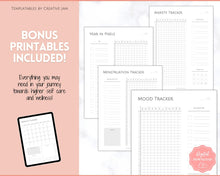 Load image into Gallery viewer, Self Care Journal &amp; Wellness Planner BUNDLE! Printable Selfcare Tracker, Checklist, Health Planner, Wellbeing, Mindfulness, Worksheet Kit | Mono
