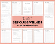 Self Care Journal & Wellness Planner BUNDLE! Printable Selfcare Tracker, Checklist, Health Planner, Wellbeing, Mindfulness, Worksheet Kit | Mono