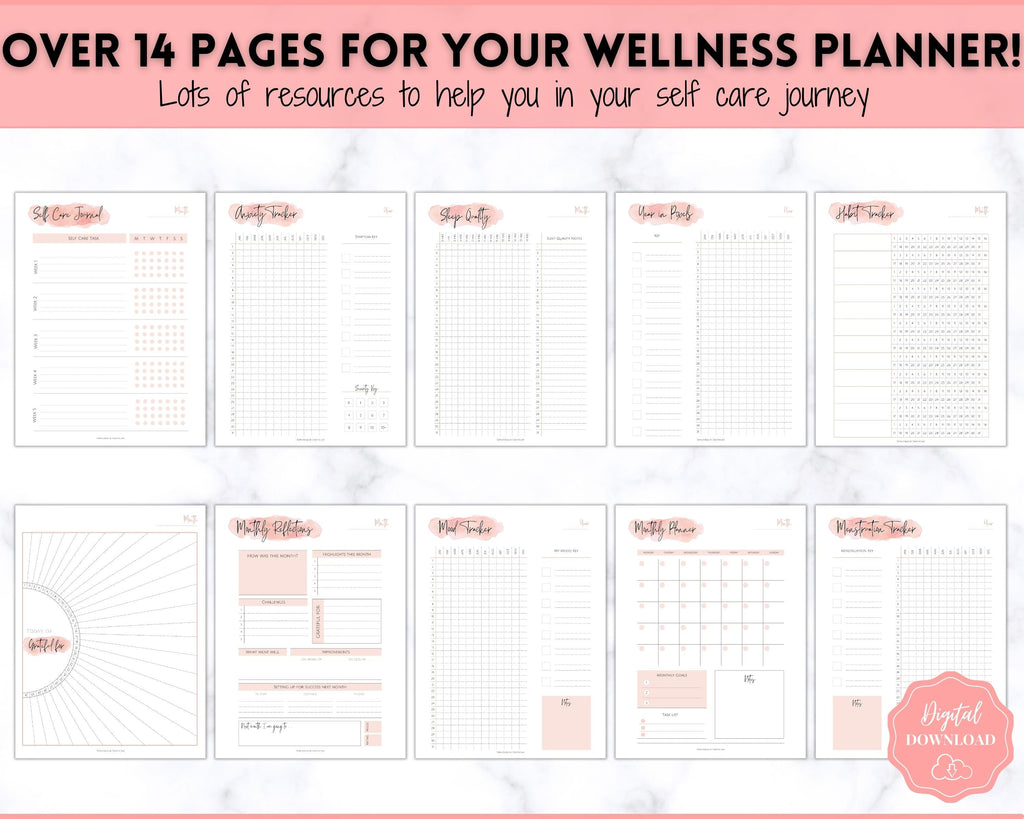 Self Care Journal & Wellness Planner BUNDLE | Printable Tracker