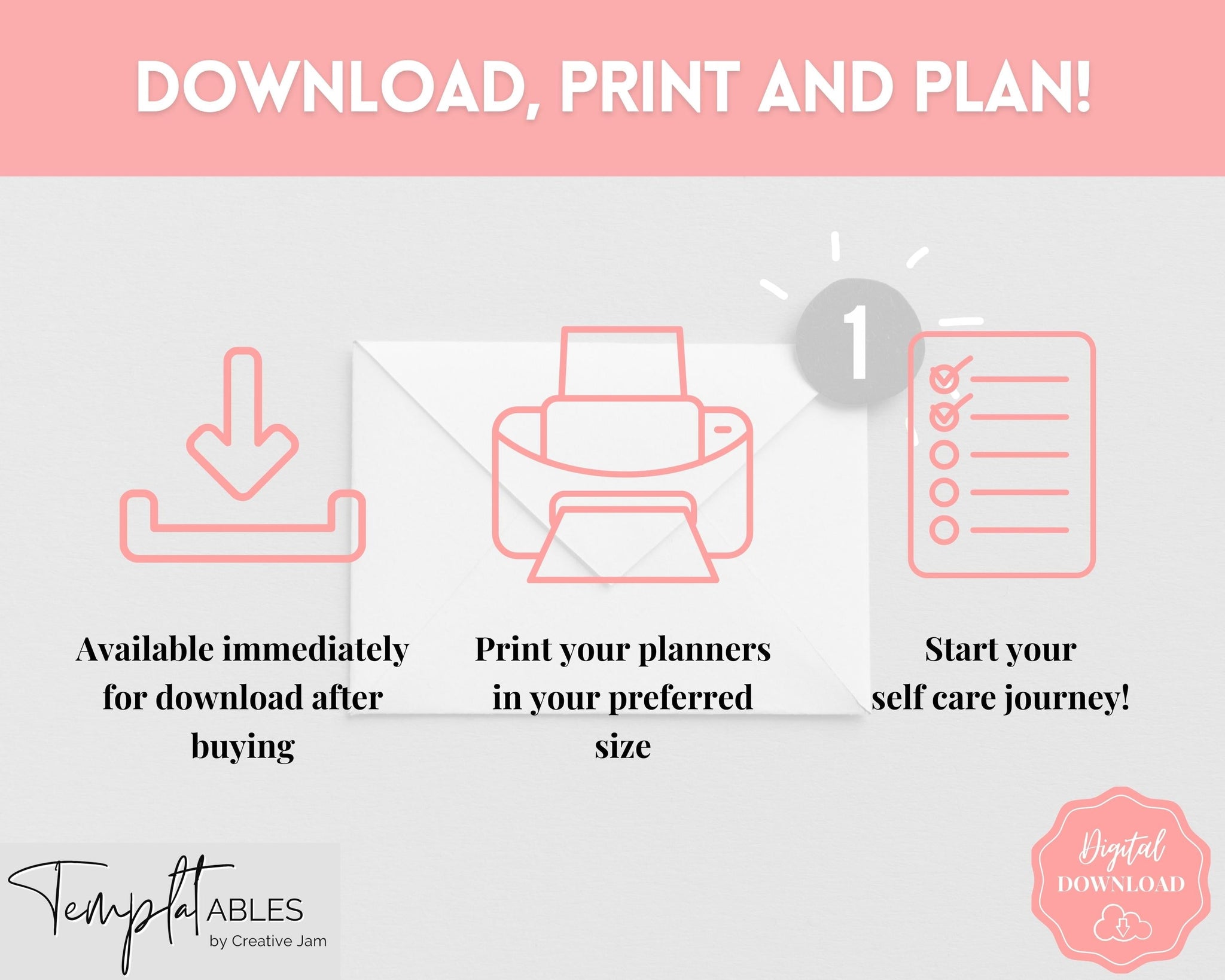 Self Care Journal & Wellness Planner BUNDLE | Printable Tracker