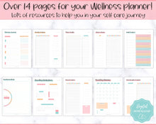 Load image into Gallery viewer, Self Care Planner &amp; Wellness Journal BUNDLE! Printable Selfcare Tracker, Checklist, Health Planner, Wellbeing, Mindfulness, Worksheet Kit | Colorful Sky
