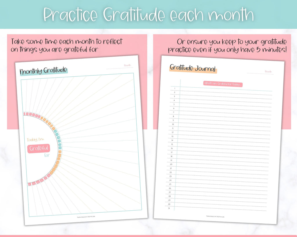 Self Care Planner & Wellness Printable BUNDLE Templates | Sky