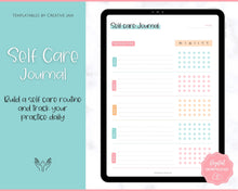 Load image into Gallery viewer, Self Care Planner &amp; Wellness Journal BUNDLE! Printable Selfcare Tracker, Checklist, Health Planner, Wellbeing, Mindfulness, Worksheet Kit | Colorful Sky
