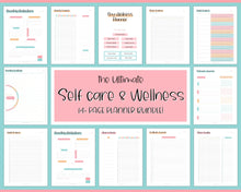 Load image into Gallery viewer, Self Care Planner &amp; Wellness Journal BUNDLE! Printable Selfcare Tracker, Checklist, Health Planner, Wellbeing, Mindfulness, Worksheet Kit | Colorful Sky
