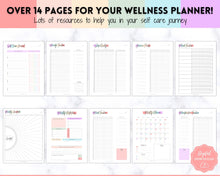 Load image into Gallery viewer, Self Care Planner &amp; Wellness Journal BUNDLE! Printable Selfcare Tracker, Checklist, Health Planner, Wellbeing, Mindfulness, Worksheet Kit | Pastel Rainbow

