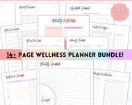 Self Care Planner & Wellness Journal BUNDLE! Printable Selfcare Tracker, Checklist, Health Planner, Wellbeing, Mindfulness, Worksheet Kit | Pastel Rainbow