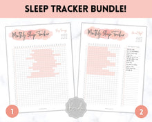 Load image into Gallery viewer, Sleep Tracker Printable BUNDLE | Monthly Sleep Journal, Sleep Log, Sleep Tracking, Sleep Planner, Baby, New Mom, Wellness, Dream, Self Care | Pink
