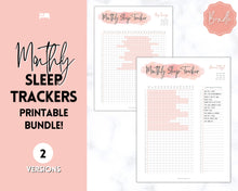 Load image into Gallery viewer, Sleep Tracker Printable BUNDLE | Monthly Sleep Journal, Sleep Log, Sleep Tracking, Sleep Planner, Baby, New Mom, Wellness, Dream, Self Care | Pink
