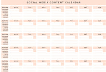 Load image into Gallery viewer, Social Media Planner Printable. Content Creation Calendar. Instagram Planner, YouTube Video, Facebook, Pinterest. Marketing Planner Tracker
