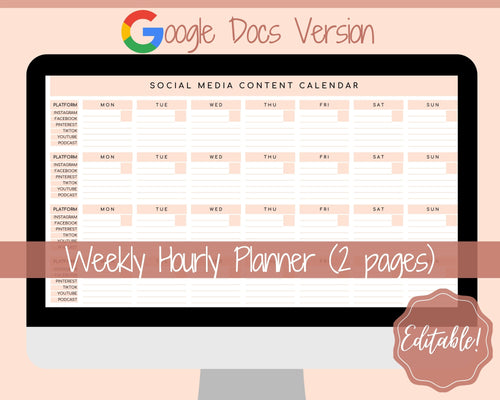 Social Media Planner Printable. Content Creation Calendar. Instagram Planner, YouTube Video, Facebook, Pinterest. Marketing Planner Tracker
