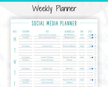 Load image into Gallery viewer, Social Media Planner Printable. Tracker for Instagram, YouTube, Facebook, Pinterest, Blog. Content, Business &amp; Marketing Planner, To Do List | Blue
