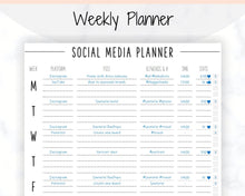 Load image into Gallery viewer, Social Media Planner Printable. Tracker for Instagram, YouTube, Facebook, Pinterest, Blog. Content, Business &amp; Marketing Planner, To Do List | Mono
