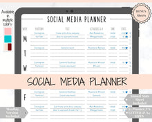 Load image into Gallery viewer, Social Media Planner Printable. Tracker for Instagram, YouTube, Facebook, Pinterest, Blog. Content, Business &amp; Marketing Planner, To Do List | Mono
