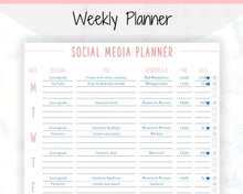 Load image into Gallery viewer, Social Media Planner Printable. Tracker for Instagram, YouTube, Facebook, Pinterest, Blog. Content, Business &amp; Marketing Planner, To Do List | Pink
