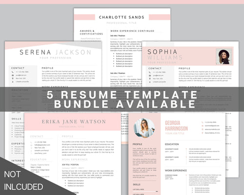 Sorority Recruitment Template Bundle, Sorority Resume Template Kit, Professional Resume Template Packet, Executive Curriculum Vitae Template Bundle | Style 1