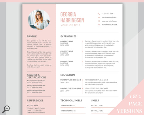 Sorority Recruitment Template, Sorority Resume Template Kit, Professional Resume Template Packet, Executive Curriculum Vitae Template Bundle | Style 11