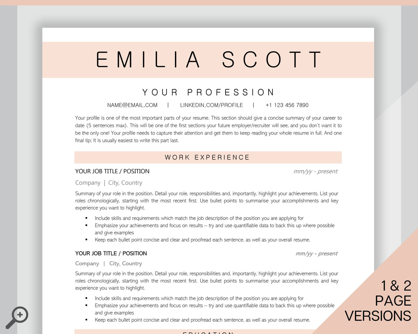 Sorority Recruitment Template, Sorority Resume Template Kit, Professional Resume Template Packet, Executive Curriculum Vitae Template Bundle | Style 13