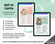 Load image into Gallery viewer, Sorority Recruitment Template, Sorority Resume Template Packet, Professional College Resume Kit, Academic, Social, Canva, Rush Resume, Greek | Style 1
