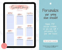 Load image into Gallery viewer, Spring Cleaning Checklist, Cleaning Schedule, Printable Cleaning Planner, Editable House Cleaning List, Deep Clean Home Routine Housekeeping | Blue
