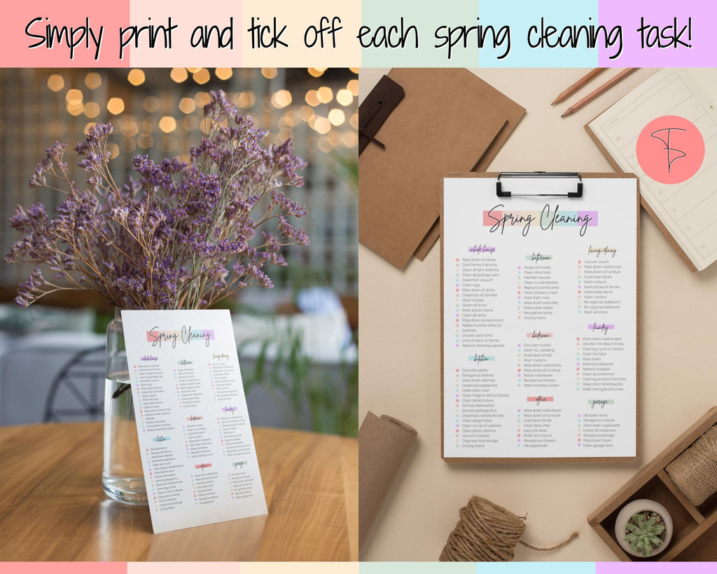 Spring Cleaning Checklist - Editable Schedule for Deep Clean | Colorful