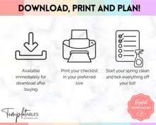 Load image into Gallery viewer, Spring Cleaning Checklist, Cleaning Schedule, Printable Cleaning Planner, Editable House Cleaning List, Deep Clean Home Routine Housekeeping | Colorful
