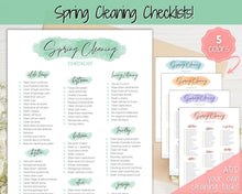 Load image into Gallery viewer, Spring Cleaning Checklist, Cleaning Schedule, Printable Cleaning Planner, Editable House Cleaning List, Deep Clean Home Routine Housekeeping | Green
