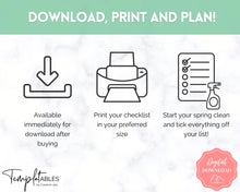 Load image into Gallery viewer, Spring Cleaning Checklist, Cleaning Schedule, Printable Cleaning Planner, Editable House Cleaning List, Deep Clean Home Routine Housekeeping | Green
