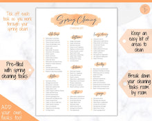 Load image into Gallery viewer, Spring Cleaning Checklist, Cleaning Schedule, Printable Cleaning Planner, Editable House Cleaning List, Deep Clean Home Routine Housekeeping | Orange
