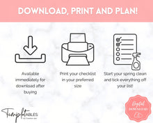 Load image into Gallery viewer, Spring Cleaning Checklist, Cleaning Schedule, Printable Cleaning Planner, Editable House Cleaning List, Deep Clean Home Routine Housekeeping | Pink
