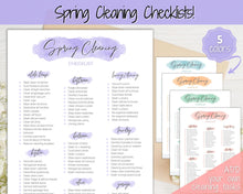 Load image into Gallery viewer, Spring Cleaning Checklist, Cleaning Schedule, Printable Cleaning Planner, Editable House Cleaning List, Deep Clean Home Routine Housekeeping | Purple
