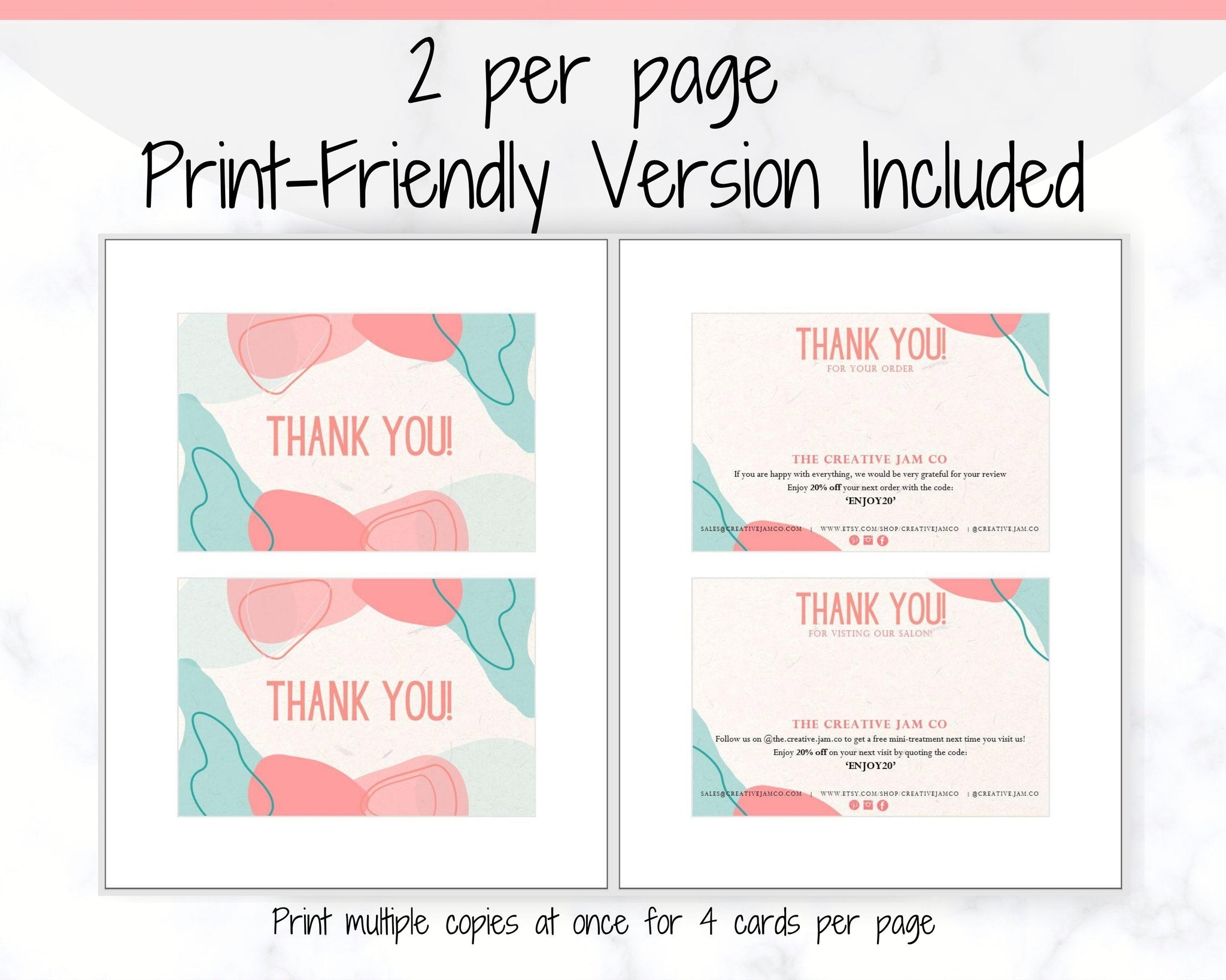 Thank You Cards Business Thank You For Your Order Insert Card Template EDITABLE Parcel Insert Etsy Order Organic Pink Line Art business thank you for your order insert card template | pink line art