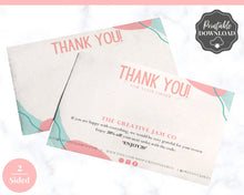 Load image into Gallery viewer, Thank You Cards Business. Thank You For Your Order Insert Card Template. EDITABLE Parcel Insert, Etsy Order | Organic Pink Line Art
